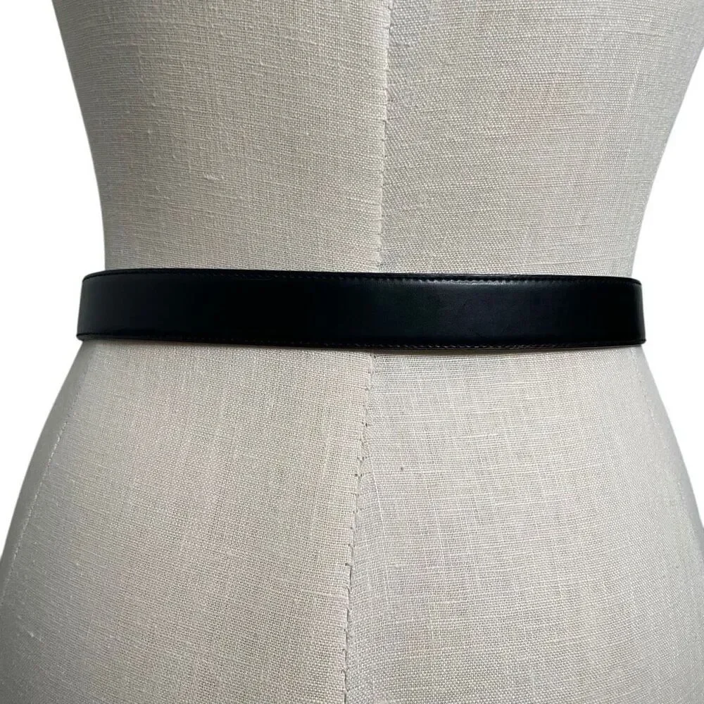 Lake Shore Drive Womens Reversible Belt M Smooth Black Brown Croc Silver Scroll